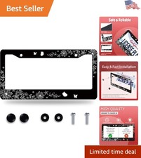 Beautiful Flower Butterfly License Plate Frame - Durable Stainless Steel Style