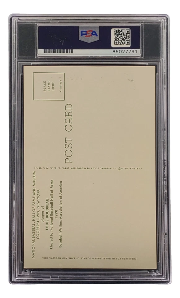 Tarjeta placa firmada por Lou Boudreau 4x6 Cleveland HOF PSA/DNA 85027791 Foto 2 de 4