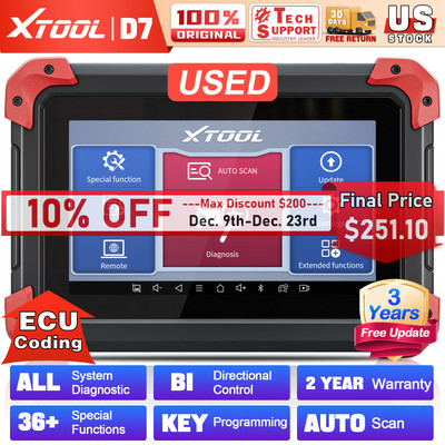 XTOOL USED D7 Auto All System Diagnostic Bidirectional K^ey Programming Scanner