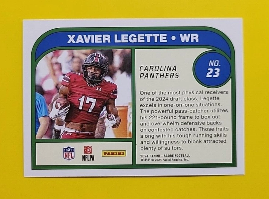 Xavier Legette - Carolina Panthers - 2024 Score Football - Protential - RC - #23 - Image 2 of 2