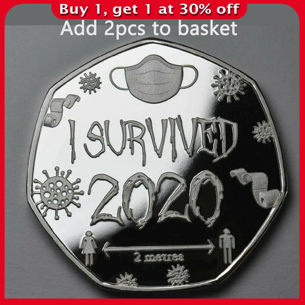 I SURVIVED 2020 COMMEMORATIVE COIN COLLECTORS SILVER PLATED GIFT LOCKDOWN