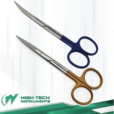 2 PCS IRIS SCISSORS STRAIGHT+CURVED SURGICAL 4.5" COLOR CODED STAINLESS STEEL CE