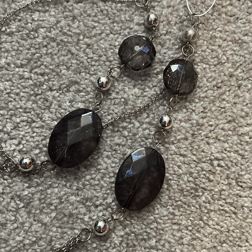 Silver and Purple Statement Multi Layer Necklace - image 2