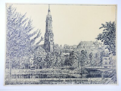 Werner Simmang Zeichnung Landshut 26x37 cm R-264