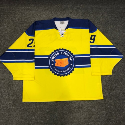 Swiss cheese goalie ice inline funny novelty practice hockey jersey