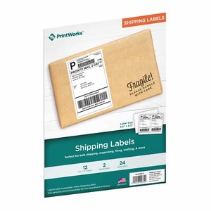 PrintWorks Shipping Labels 5.5" x 8.5" 1 Pack 24 Labels Sealed Item# 00672 NWT