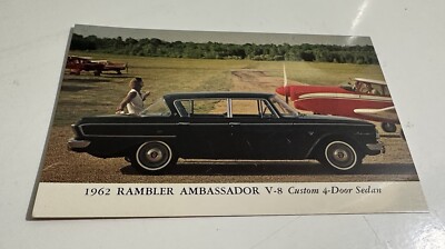 1962 RAMBLER AMBASSADOR V8 SEDAN VINTAGE CAR DEALER ADVERTISING POSTCARD