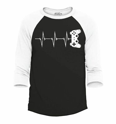 Gamer Heartbeat Raglan Baseball Funny Gamer Gaming Game Controller Shirts