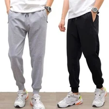 Spring/Summer Casual Pants Men's 9-point Straight Sweatpant Workout Jogging Pant