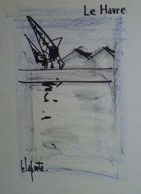 Georges LAPORTE (1926-2000) Mixed media/paper Le Havre P1809 | eBay