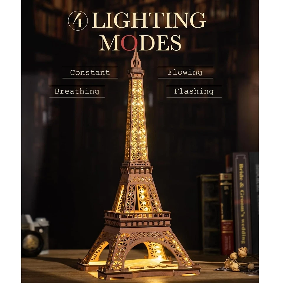 Rolife Eiffelturm LED 3D Holz Puzzle zusammenbauen Spielzeug DIY Modellbausatz - Bild 2 von 4