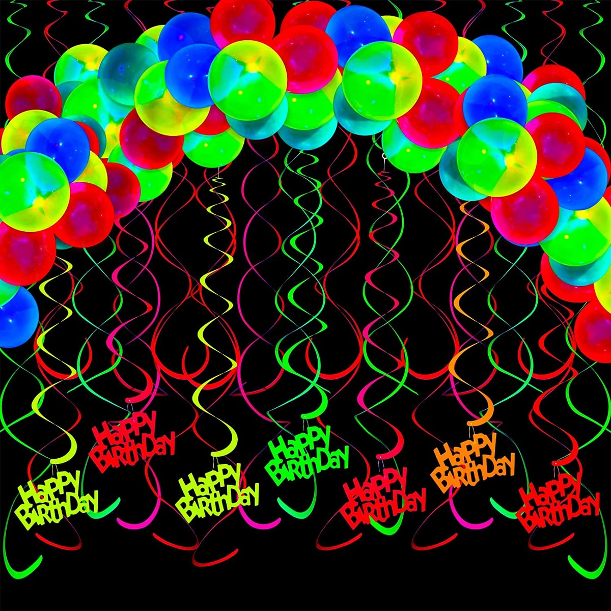 Neon Balloon Arch Birthday Glow up Party Decorations Retro Party