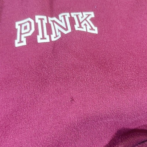 Pink Victoria's Secret Hooded Sweatshirt Maroon Hockey Strings w/ Pockets, Small - Picture 3 of 6