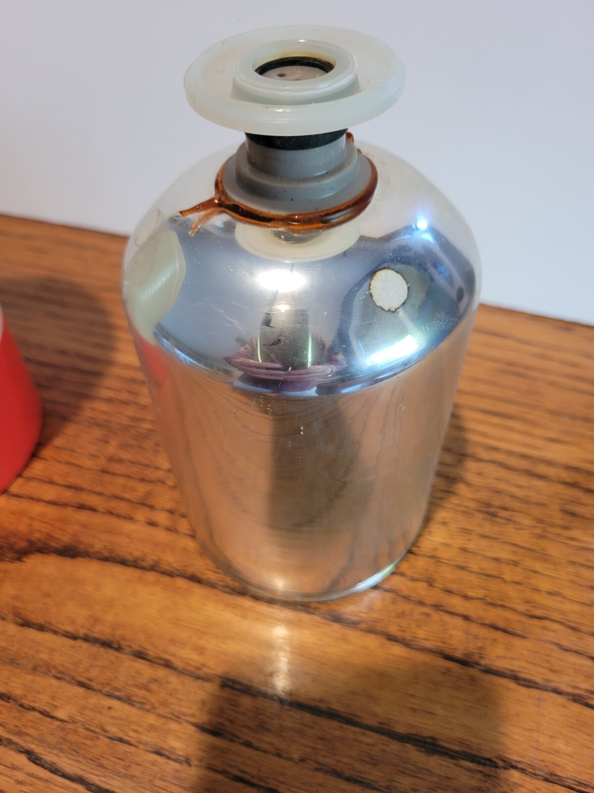 Vintage 1970s Aladdin Hy-Lo Thermos Bottle, Cream And Red