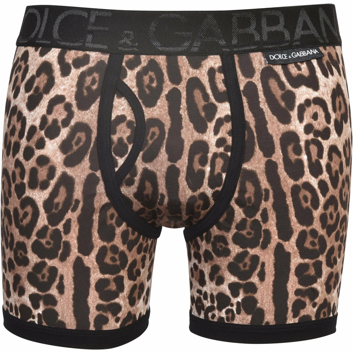 Dolce & Gabbana Leopard Print Men's Boxer Brief, Black