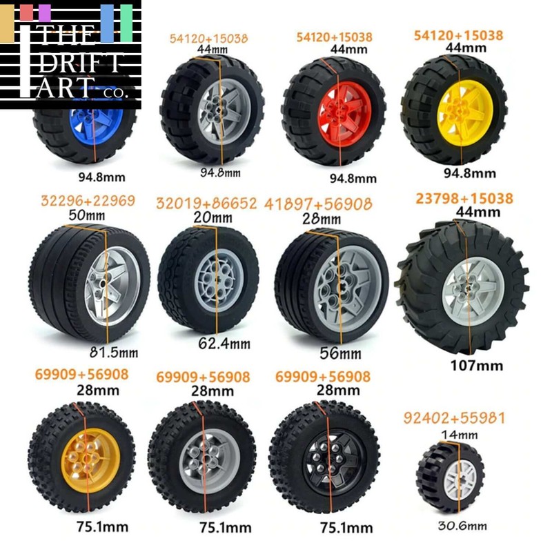 Technic Parts for LEGO Kits Tire Wheel Hub RC Car Building Blocks Model Sets DIY