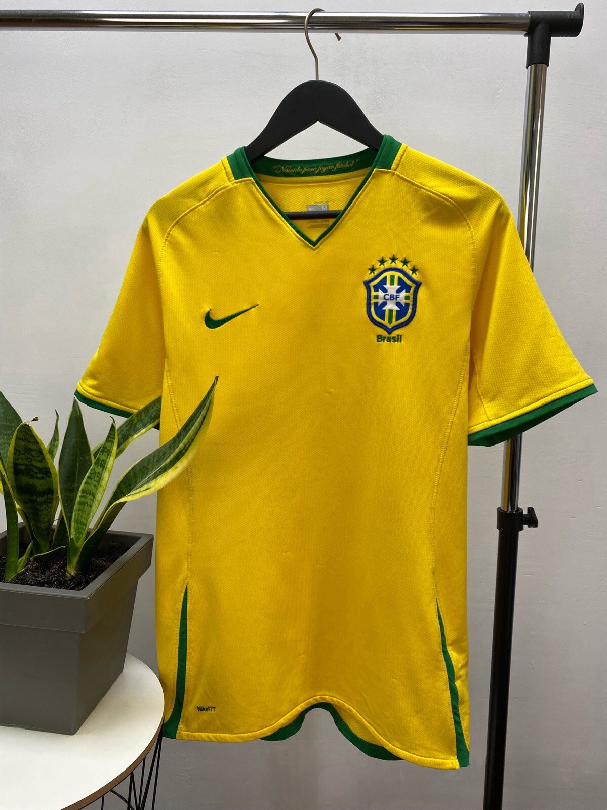 Vintage Y2K Blockcore Nike Brazil 2008 2010 Soccer Jersey Sizem Yellow
