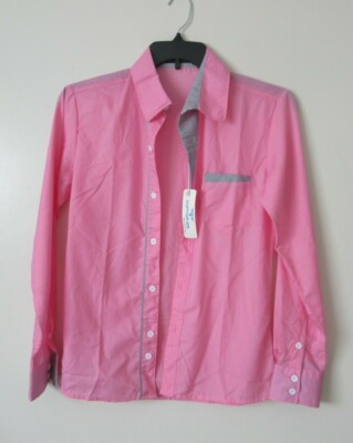NWT XI Peng Men's 2329 Pink Long Sleeve Slim Fit Shirt Fashion Wear  M US sz S
