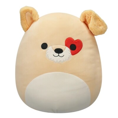 Squishmallows Official 5 inch Cooper the Tan Dog With Heart Eyepatch