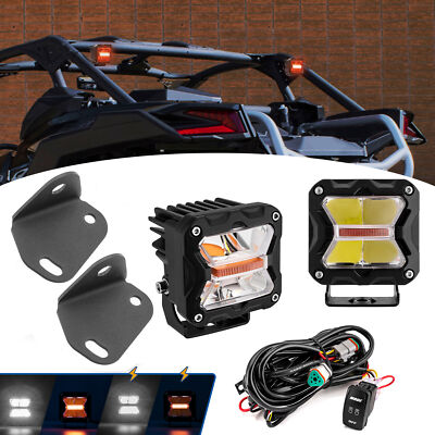 3'' Amber White Strobe Pods Rear Roof Bracket DT Wire Kit For Can Am Maverick X3