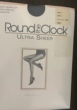 ROUND THE CLOCK Ultra Sheer Control Top Navy Size C Pantyhose New