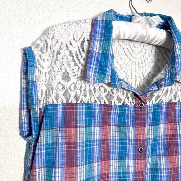 Roxy Plaid Button Down Womens Medium Boho Western… - image 2