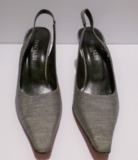 Women's Pancaldi 1888 Gray Fabric Sling Back Pumps Size 10 NEW