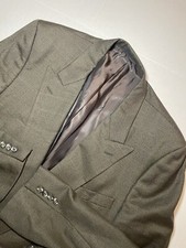 Vtg Burberry Blazer Sport Coat Wool Houndstooth Beige Sz 44L READ