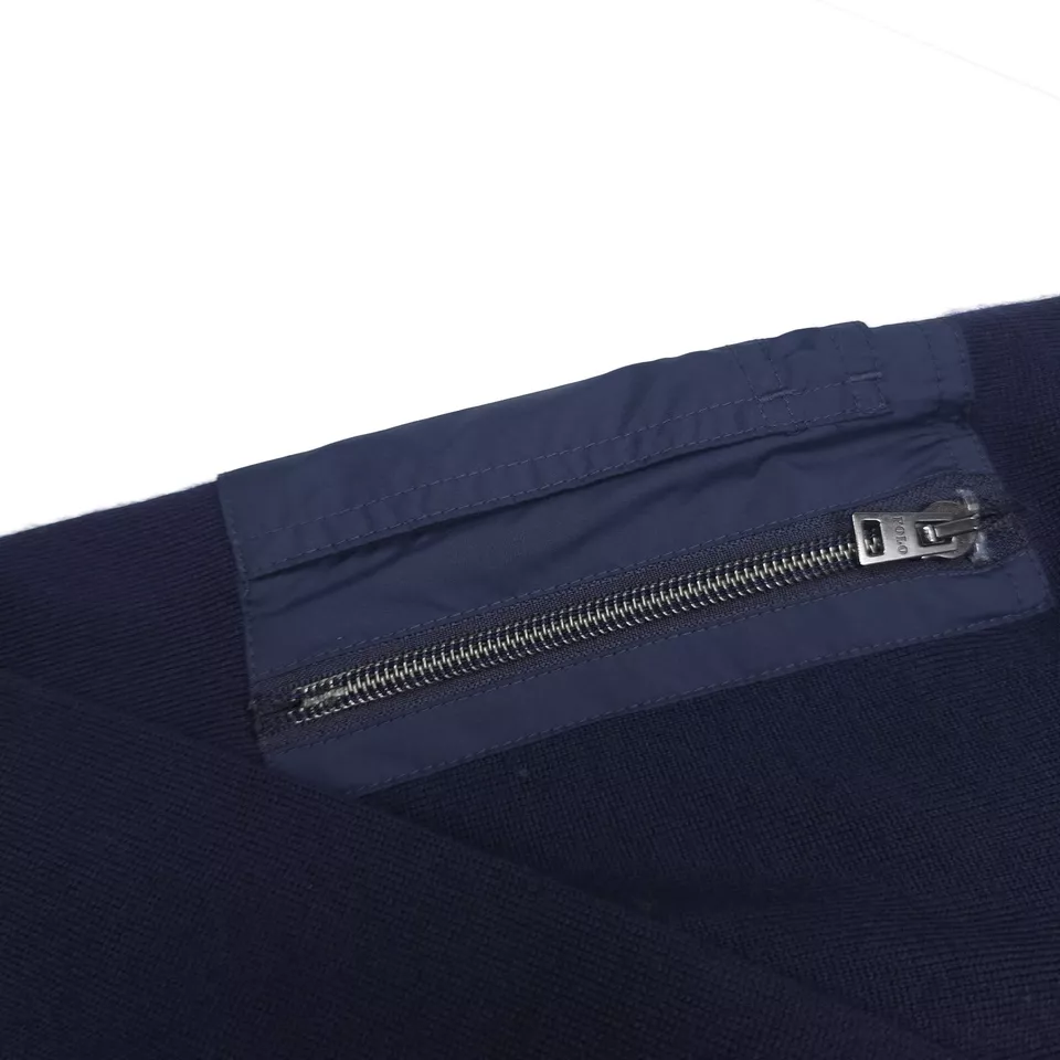 $498 Polo Ralph Lauren 蓝色羊毛绗缝拉链混合毛衣夹克男式中号 — 第 3/4 张图片