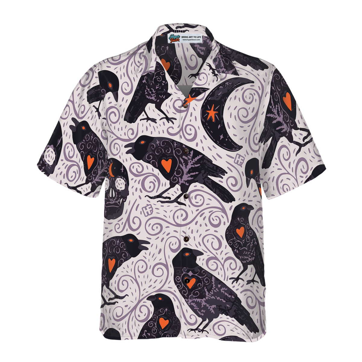 Raven and Skull Halloween Hawaiian Shirt for Men and Women