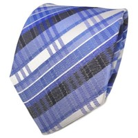 Tigertie Designer Seidenkrawatte Blau Fernblau Silber Gestreift - Krawatte Seide