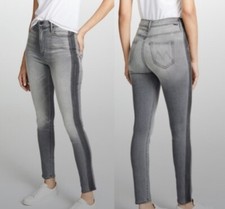 Mother Jeans Gray Size 26 The Swooner Denim Jeans Supermoon Wash Side Stripe 