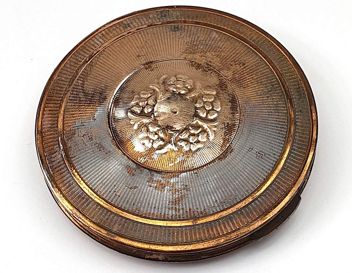 Petit Miroir De Sac à Main Vintage En Alliage Métallique Argenté - XXe Siècle, Très Bon état