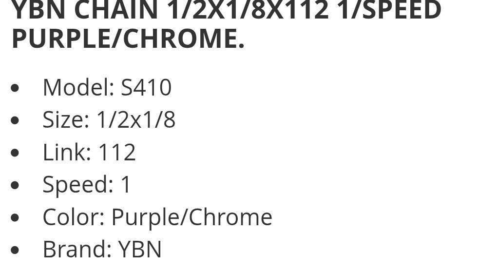 SINGLE SPEED BICYCLE CHAIN PURPLE & CHROME 1/2"X1/8"X 112,CRUISER,BMX