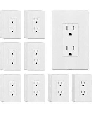 ENERLITES 40-Pack 15 Amp 125-Volt Residential Grade Self Grounding Duplex Outlet