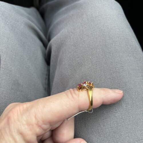 Anillo de circonitas redondas y corte rubí/marquesa genuino talla 7 nuevo con etiquetas - Imagen 2 de 8