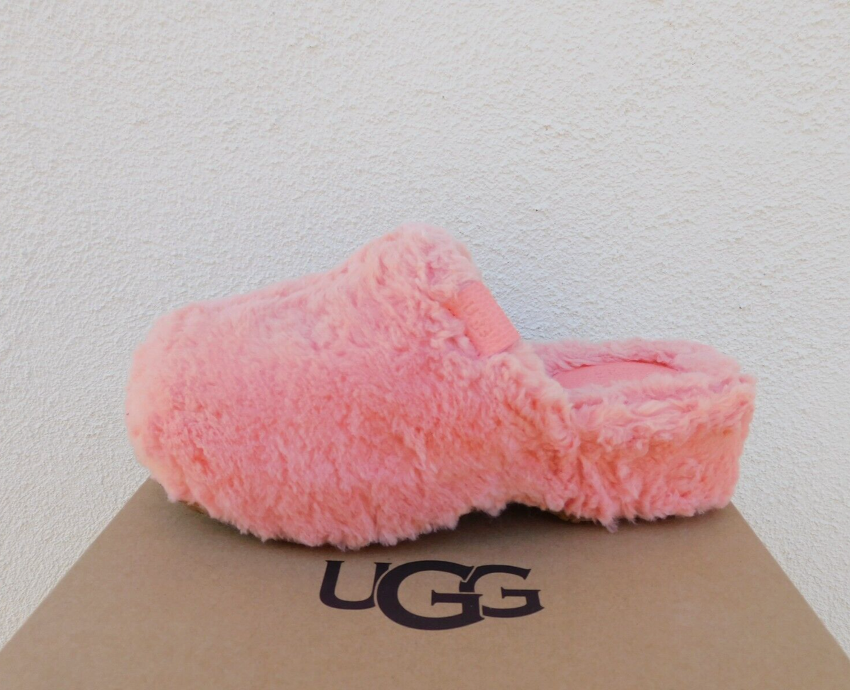 UGG STARFISH PINK FUZZ SUGAR CLOG FAUX FUR FLUFF SLIPPERS WOMEN US