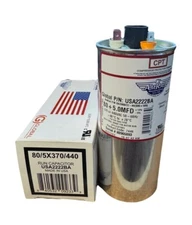 80 + 5.0 MFD AmRad Run Capacitor - Latest Model 370/440VAC - Genuine USA Made