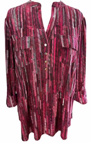 COCOMO 3X Pink Plus Size 3/4 sleeve Plus Size women's Pintuck Blouse shirt