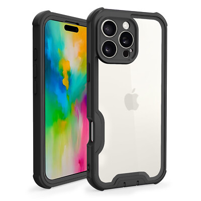 For iPhone 16 Pro Max 15 14 13 12 11 Shockproof Rubber Case Clear PC Back Cover