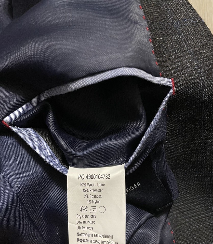 Tommy Hilfiger Men's ModernFit Brown Plaid Wool Blazer Sport Coat