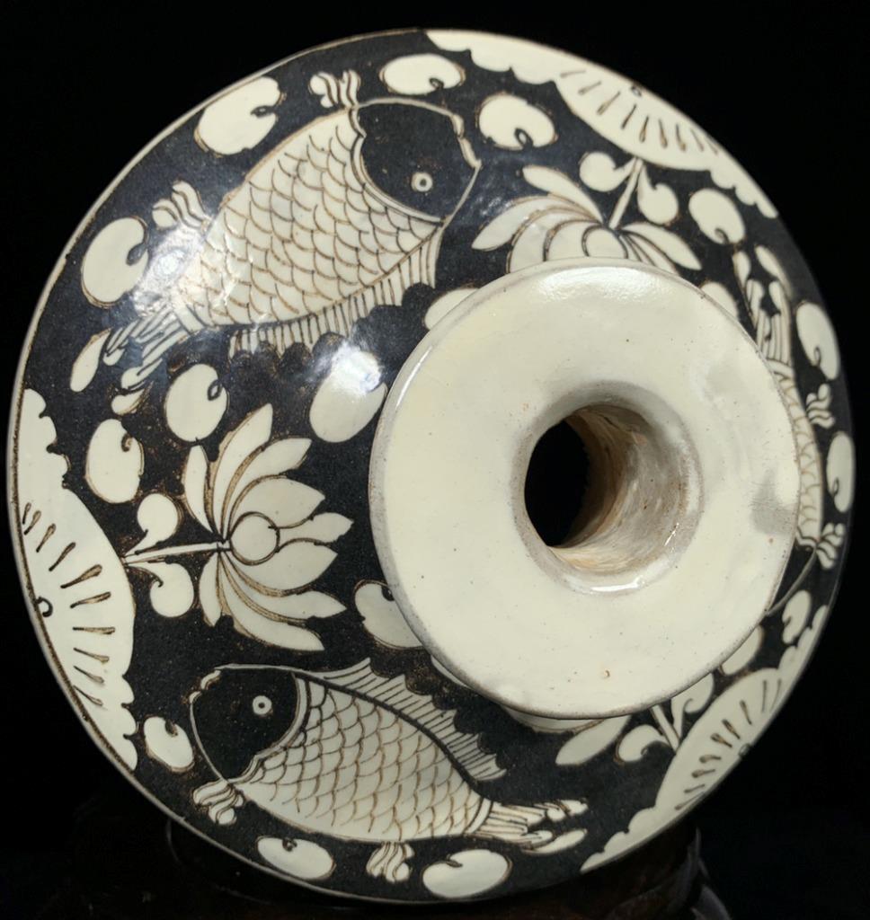置物 kuu 29CM Old Chinese Cizhou Yao Cizhou Kiln Vase w/flower CK761