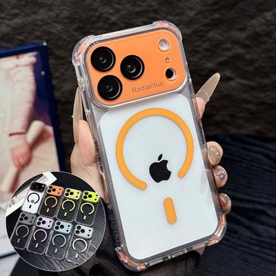 For iPhone 17 Pro Max 16 15 14 13 12 Clear Magnetic Case Built-in Lens Protector