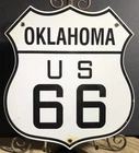 VINTAGE OKLAHOMA U.S. US ROUTE 66 PORCELAIN 13” ROAD HIGHWAY SIGN