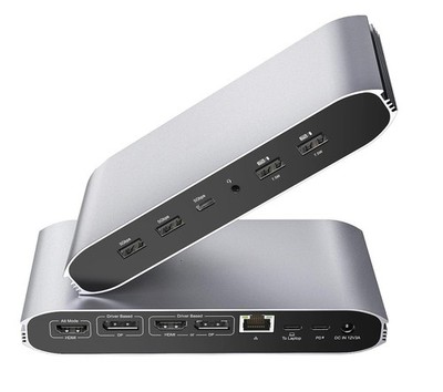 Docking Station - MacBook M1/2/3/4 & Windows - 3 Monitors - 2 DP - R45 - 100W