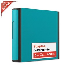 Teal Large Capacity 3-Ring Binder - Heavy-Duty with Pockets for 600 Sheets
