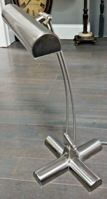 TENSOR FS125 BRUSHED ALUMINUM PIANO STYLE TABLE LAMP WORKS PERFECTLY NICE!!!