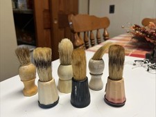 Vintage Shaving Brushes Set of 6 Wood, Plastic, Lucite Handles for Barbers
