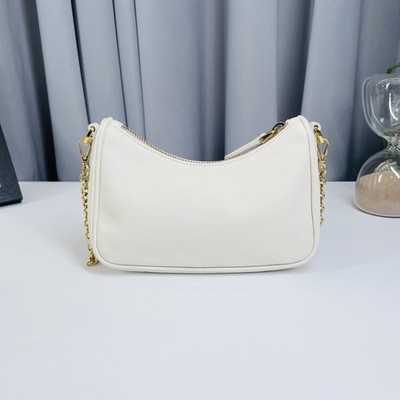 PRADA Re-Edition 2005 Nylon white Shoulder Strap Chain Bag ebayAG
