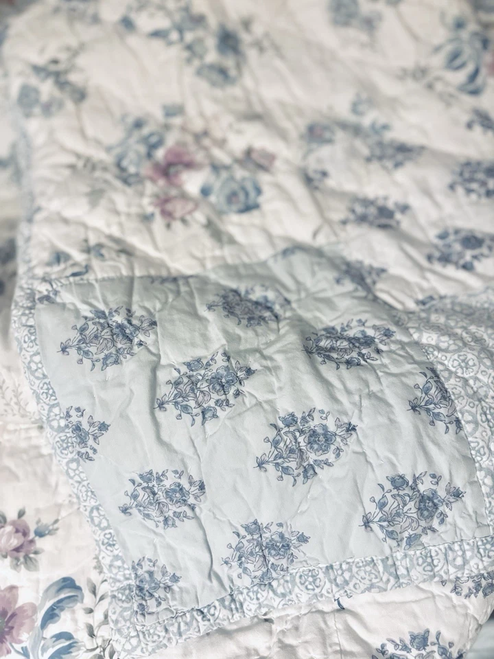 Edredón Simply Shabby Chic Queen Dashka Patchwork Azul y Blanco con Fundas!!Nuevo Foto 3 de 4